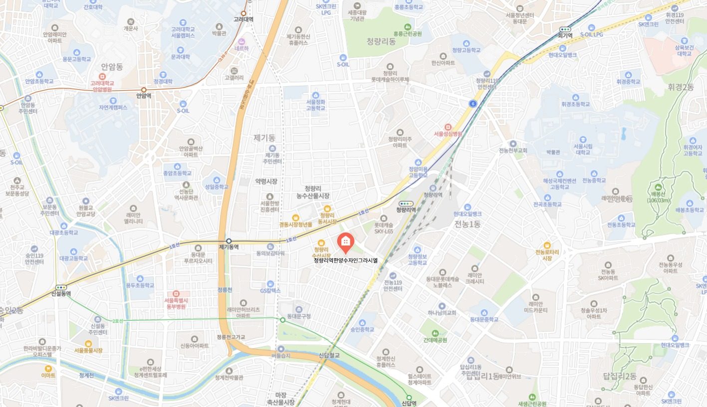 청량리역 한양수자인 그라시엘 원거리 위치도